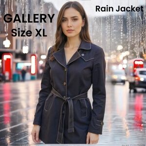 Gallery Women's Black Classic Trench Coat Size XL Womans